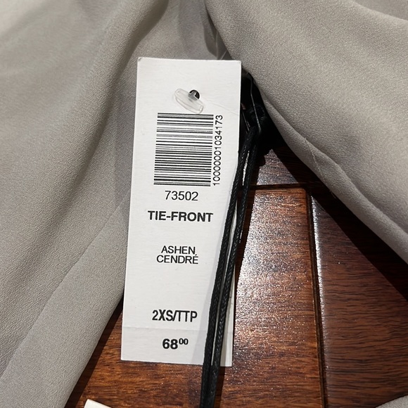 Ariztia Tie front Grey Blouse - Picture 2 of 5